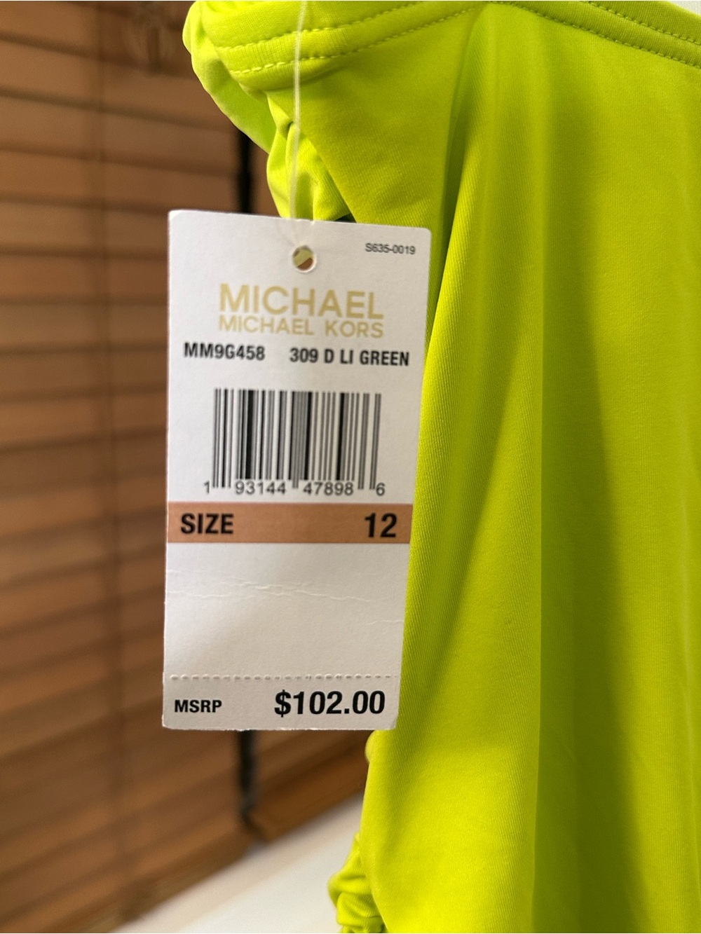 Michael Kors Neon Lime One Piece Swimsuit NWT Size 12 - Picture 5 of 5